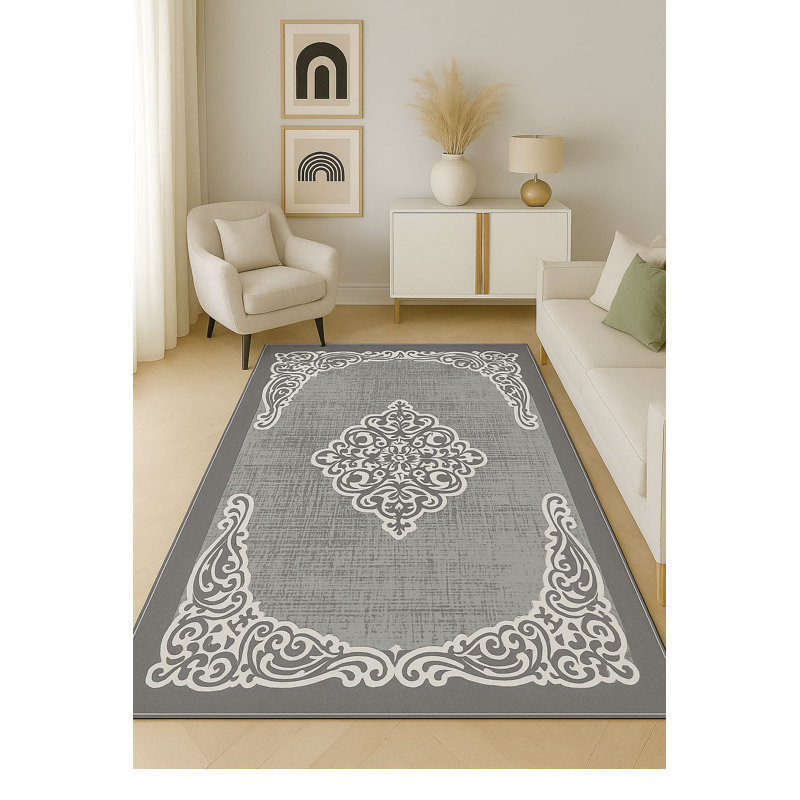 Premium Woven Carpet, 4 ft x 6 ft, 100% Polyester, 740 g/m² | Non-Slip Felt Dot Underside, Machine Washable at 86°F, Low Pile Height: 0.2 in | Digital Print Design, Easy to Clean & Maintain, Ideal for Living Room & Office