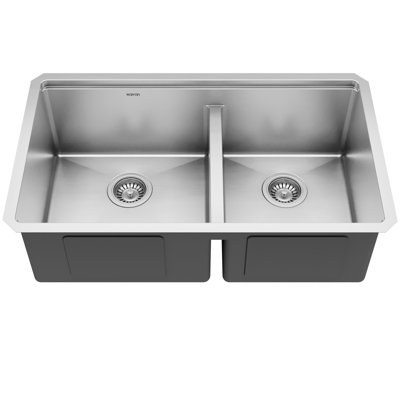 Évier de cuisine à double cuve en acier inoxydable 32 po Elite