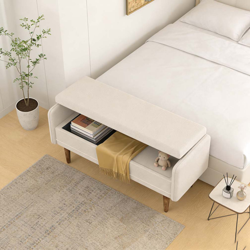 Tabouret de rangement en velours Teddy