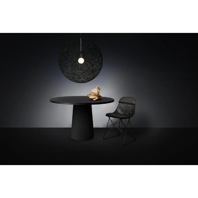 Container Round Solid Oak Dining Table, Black, 47.24" L x 47.24" W