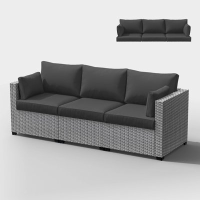 8-Piece Outdoor 4" Replacement Cushion Set Seat/Back Cushion(Set Of 3 Seats, 3 Backs, 2 Short Backs)