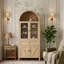Armoire de rangement 72 "Silhouette arquée, étagère à dôme intemporelle avec 5 compartiments à niveaux (disponible en noyer, chêne et noir)-1433844588