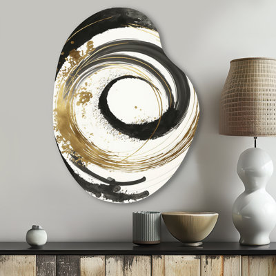 Beaumont - Abstract Spirals Asymmetrical Print on Metal, Modern Unique Shape Metal Wall Decor