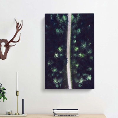 Forest Road in Sweden in Abstract - Wrapped Canvas
