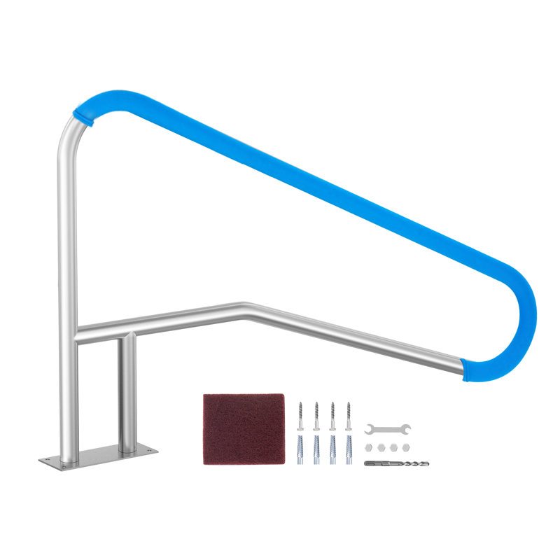 Barre de piscine en acier inoxydable 54 pouces avec plaque de base pour spa, H 31,90 po x l 54,90 po x P 3,94 po