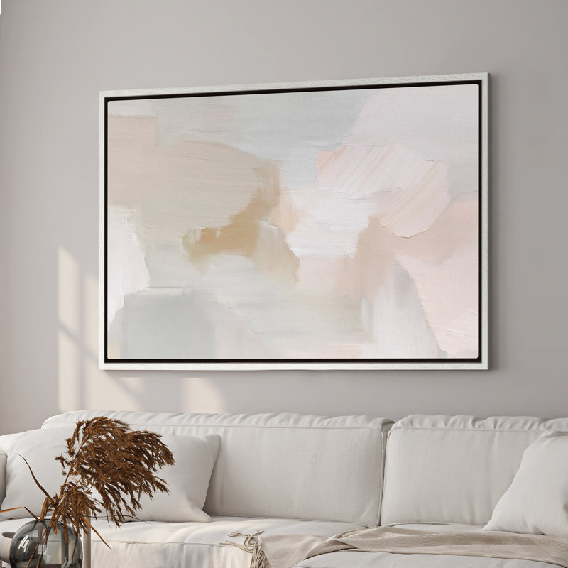 Art mural encadré sur toile - Composition abstraite minimale de blocs de couleurs neutres - 16 po x 24 po, 24 po x 36 po