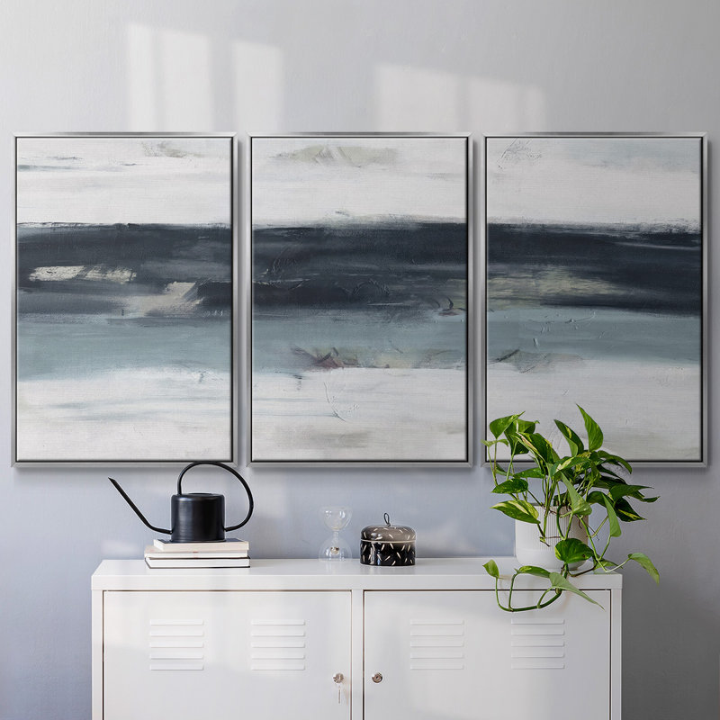 Above Us - Multi Piece Framed Canvas, H 24 po x l 48 po x P 2 po, Argent
