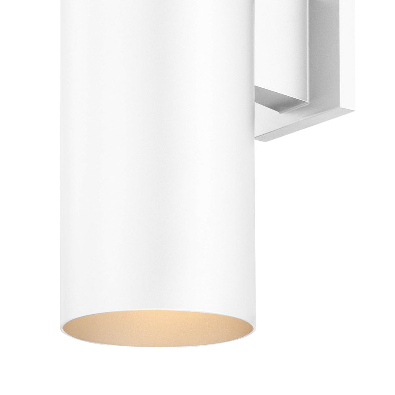  2-Light Integrated LED Indoor or Outdoor White Aluminum 18"H Cylinder Wall Mount or Wall Sconce, White