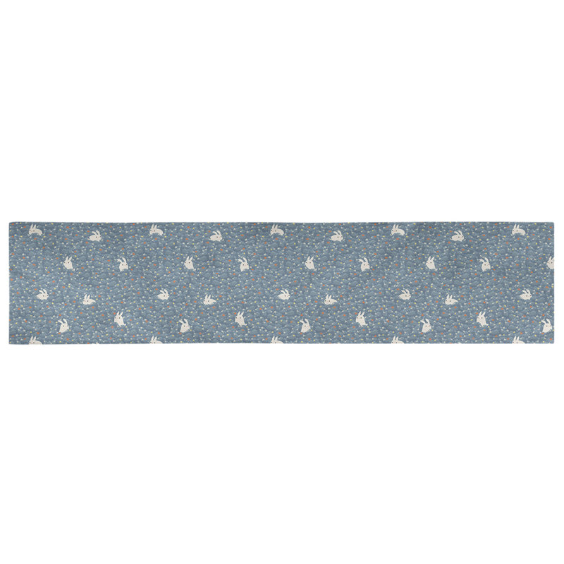 Chemin de table géométrique avicia, 72 po x 16 po, Polyester sergé, Bleu marine