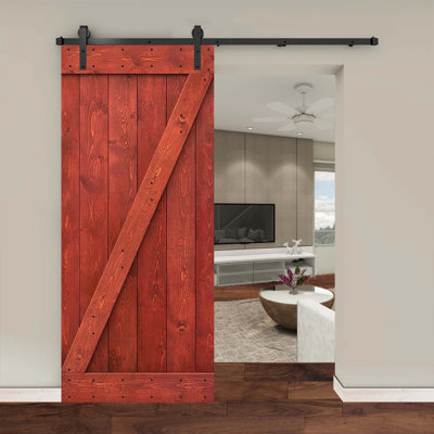 84'' Solid Wood Paneled without Installation Hardware Kit Barn Door