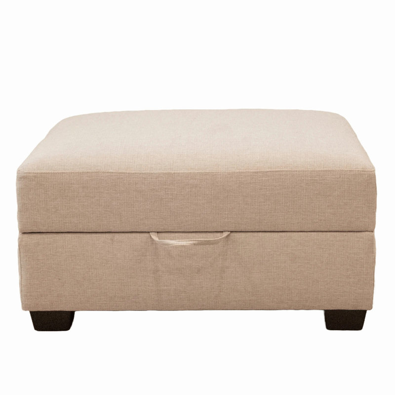 Repose-pieds avec rangement Marzella, Tissu beige