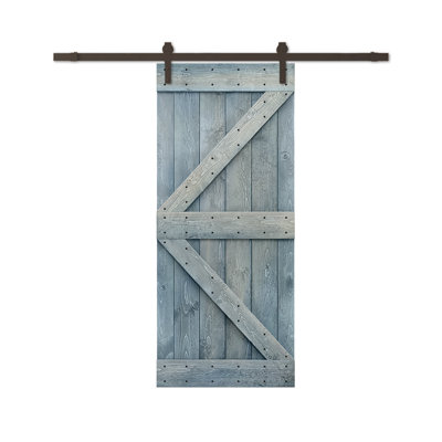 84'' Solid Wood Paneled Painted with Installation Hardware Kit Barn Door