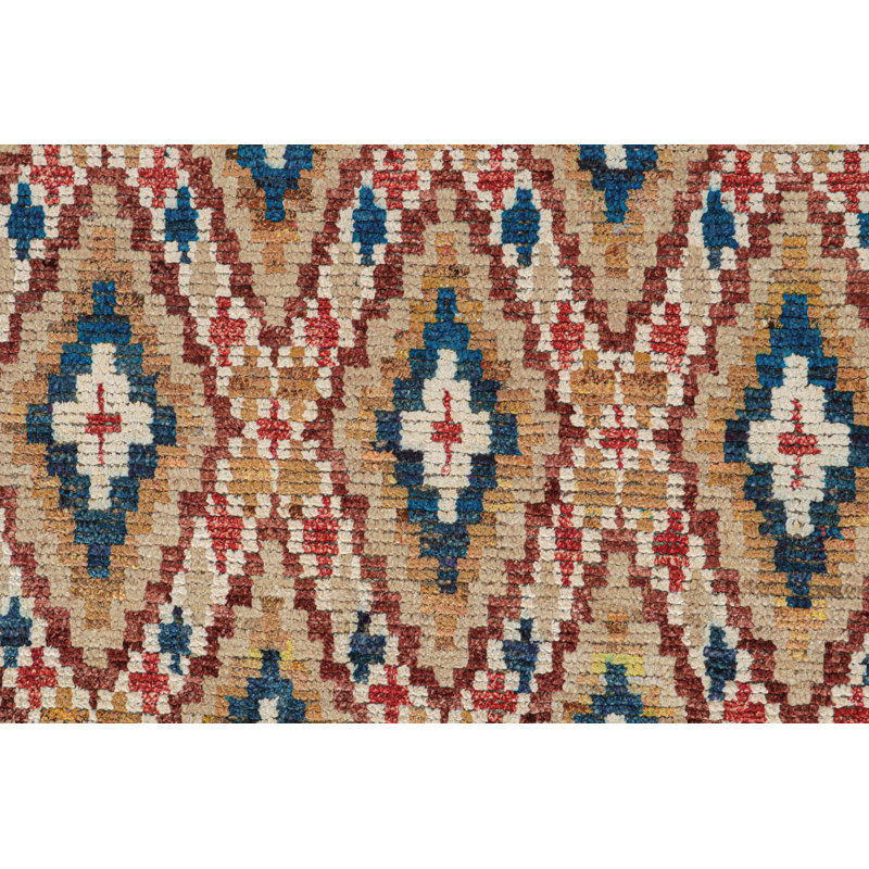 Moroccan Hand Knotted Geometric Area Rug, Rectangle 10' x 14'