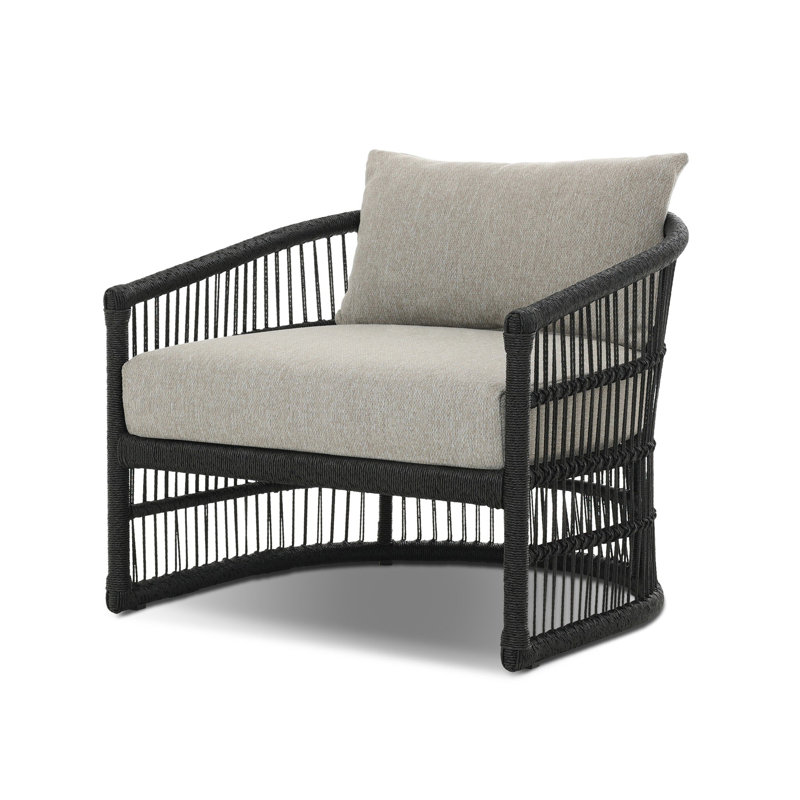 Chaise de patio avec coussins Saya, Coussin de brouillard Concha / structure noire