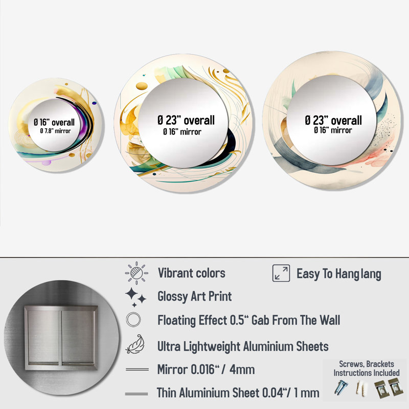 Miroir mural rond en aluminium Devanny