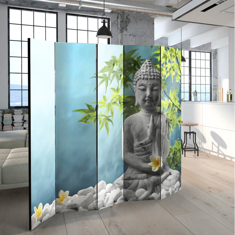 Colmar-Berg 172cm H Solid Wood Folding Room Divider, 5