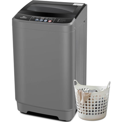 Nina Ancheer 2.4 cu. ft. Portable Glass Cover Washing Machine 17.8Lbs Portable Washer Built-in Drain Pump with 10 Programs and 8 Water Levels Selections Mini Washing Machine for Apartment, Dorms, Rv, Dark Grey
