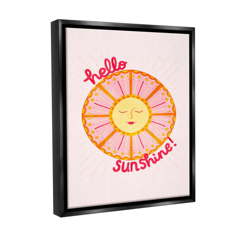 "Geometric Hello Sunshine" par Glad You Here Co. sur toile, Cadre flottant noir de jais, H 21 po x l 17 po