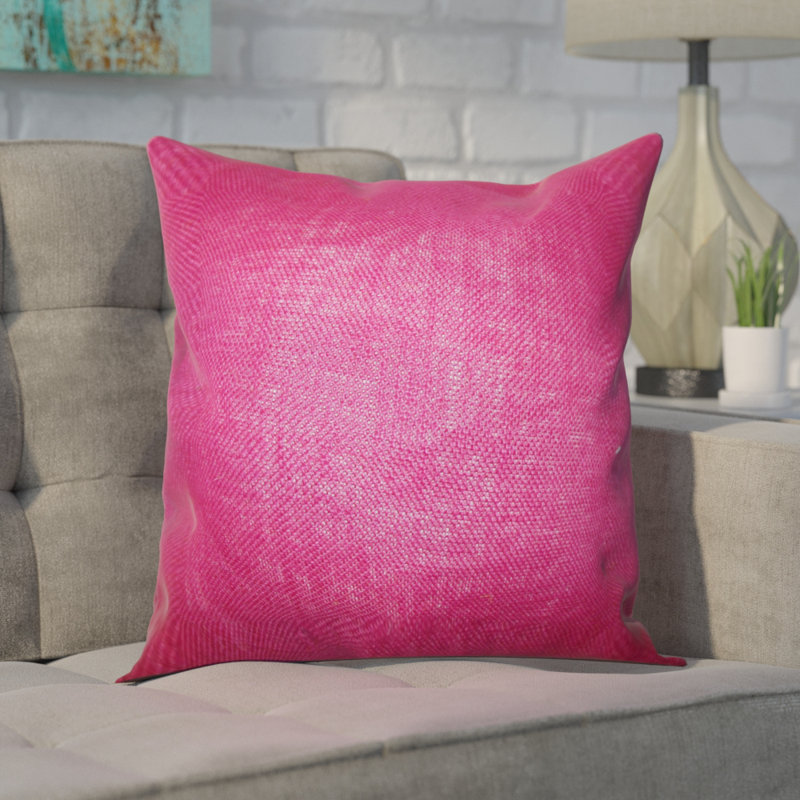  Coussin uni en toile de jute, Magenta, 18 po x 18 po