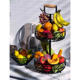 Fruit Bowl   Fruit And Vegetable Storage With Banana Tree Hanger And Wood Handle
