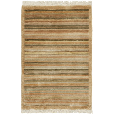 Tibetan Hand Knotted Wool Pile Striped Rug