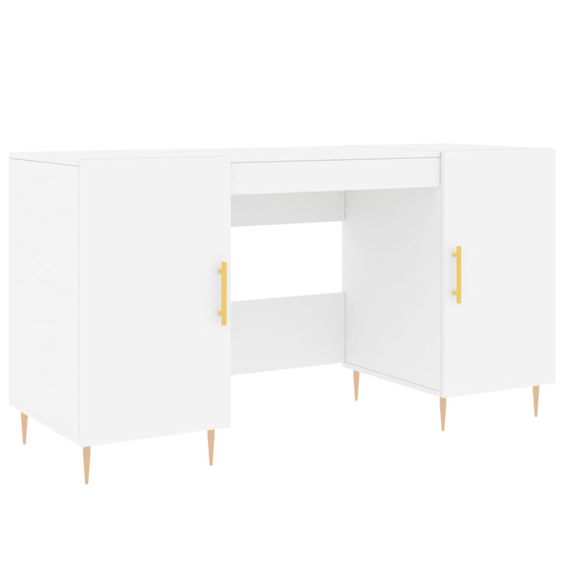 Fidler Metal Base Writing Desk, High Gloss White/Gold