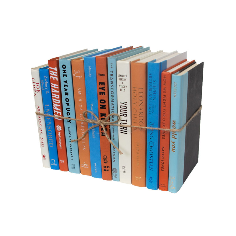 Livres décoratifs - Ensemble de livres Rustic Ocean - 1 pied de livres bleus et oranges