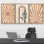 Boho Mid-Century Geometric Sunshine Forest Plants Abstract - Ensemble de 3 reproductions sur toile flottantes-98695941-98695942