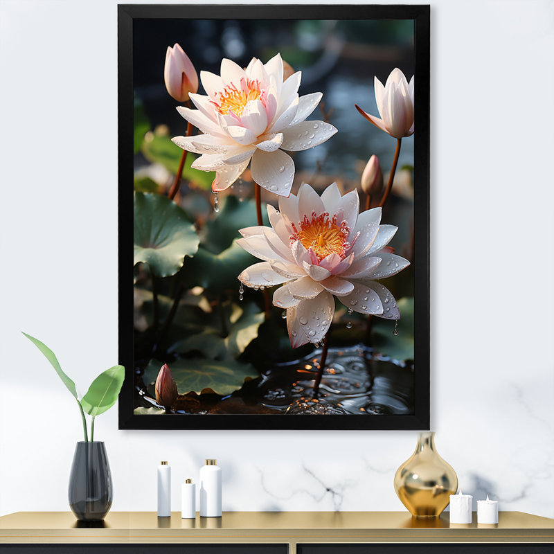 Pazar Égypte lotus sérénité I - impression, Cadre photo noir, H 44 po x l 34 po x P 1,5 po
