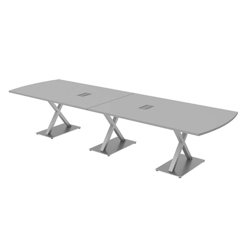 Table de conférence Pavert Arc Unité électrique, Argent, H 30 po x l 144 po x P 48 po, Gris brouillard