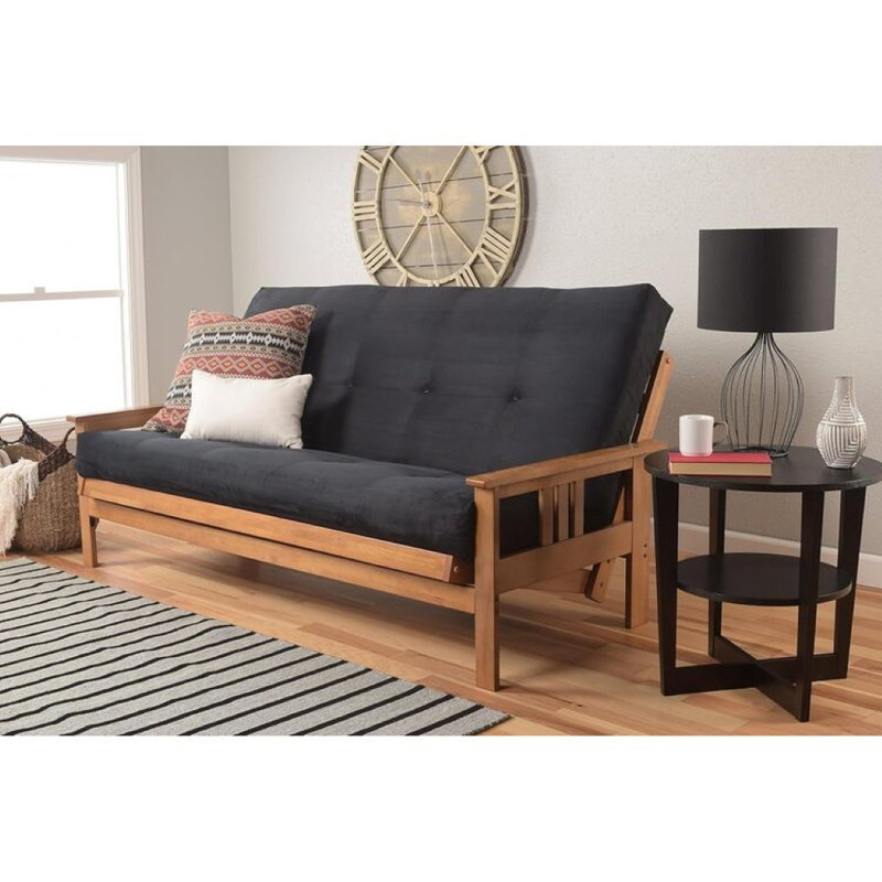 Monterey Queen Futon Frame with Mattress - Futon Frame Set with Mattress, Foldable Futon Frame with Sturdy Wood Build, Living Room Futon Frame with Mattress, Versatile Design