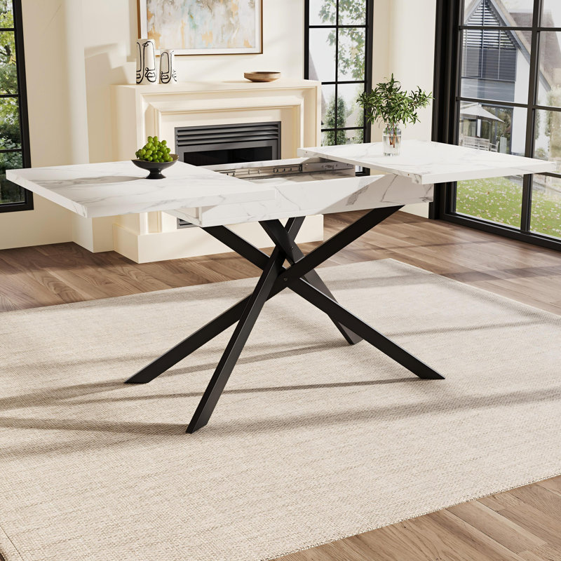 Extendable Metal Base Dining Table