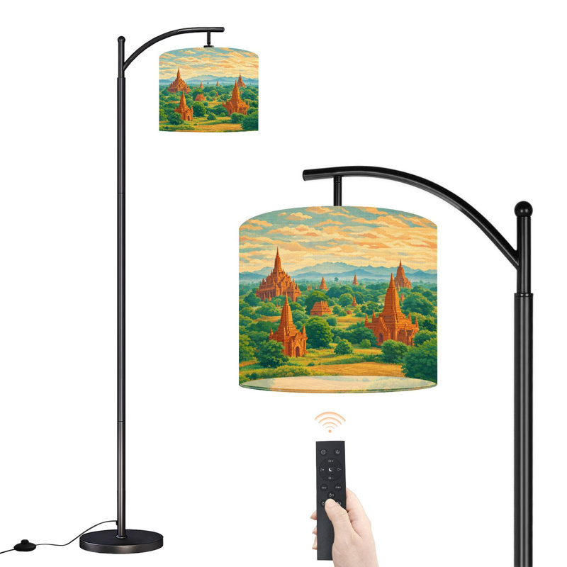 Lampe sur pied à arc avec abat-jour réglable Sunrise Temples