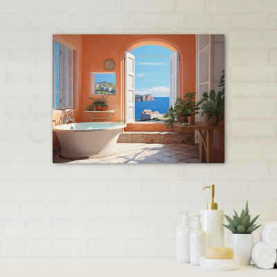 Orange Mediterranean Bath Serenity II - Bathroom Wall Art