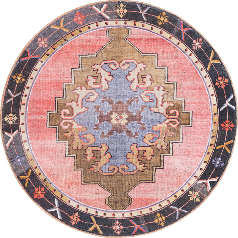 Mauri Chenille Oriental Indoor Rug, Round 5'