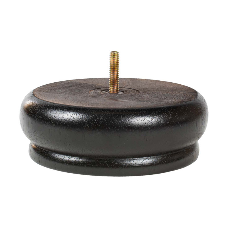 Espresso Rubberwood Round Bun Foot Sofa Legs, 2in x 5.5in, Pack of 4