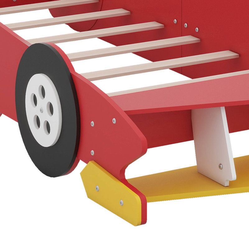 Lit plateforme avec roulettes Race, Simple, Rouge