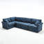 Canapé modulaire en L 5 places avec dossier rembourré et rembourrage en mousse bleu foncé-437710651