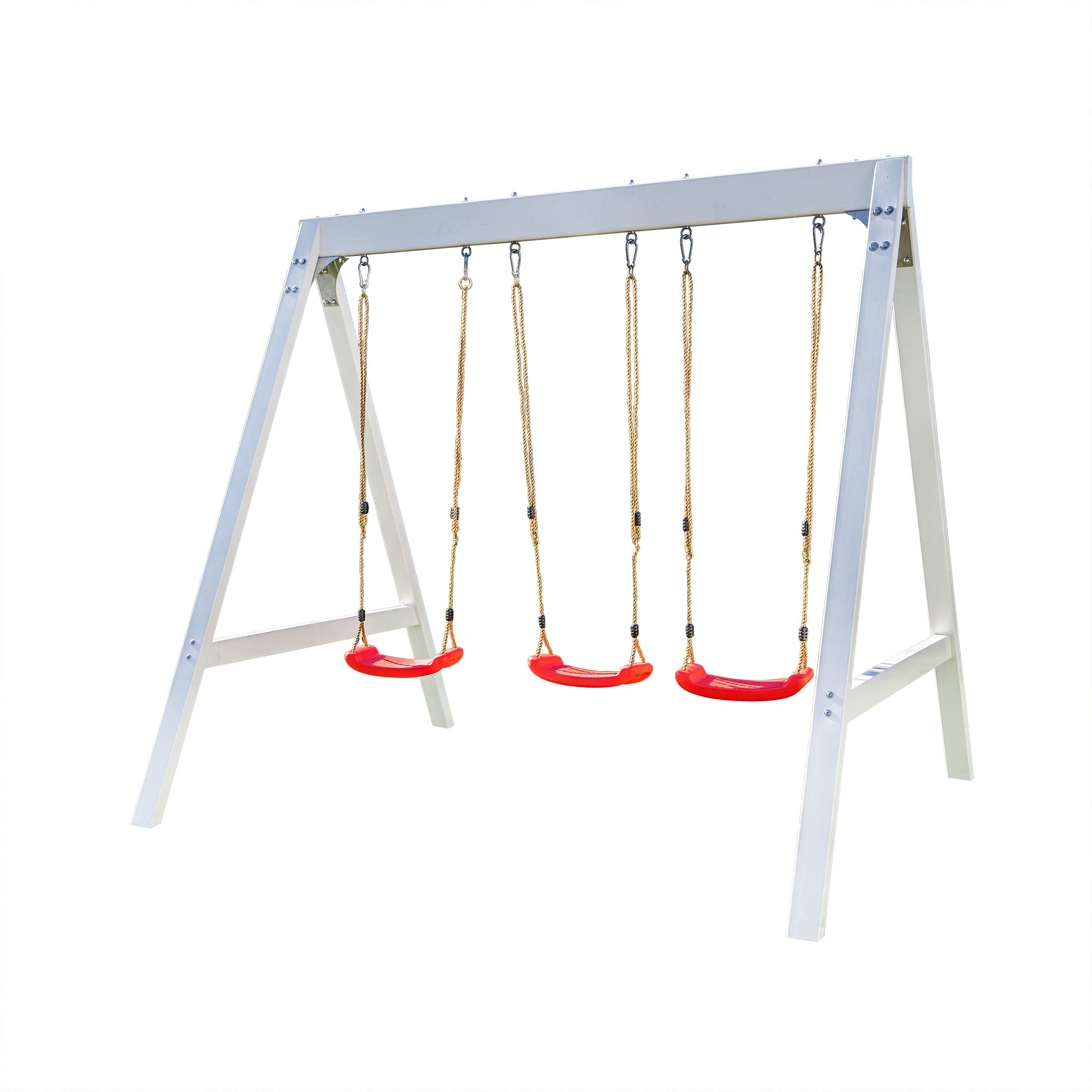 Sportspower 7 Foot Vinyl Wood Swing Set With 3 Adjustable Swing Sets