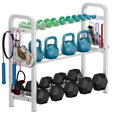 Adjustable Dumbbell Rack, Weight Storage Stand Holder For Dumbbells ,Kettlebells, Heavy Duty Home Gym Organizer With 6 Hook For Home Gym Equipment Accessories