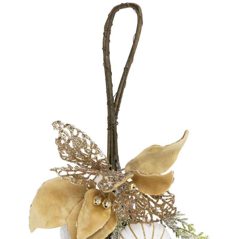 Glittered Poinsettia And Ornaments Artificial Christmas Garland - 6' X 7" - Unlit