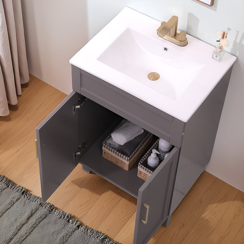 Ensemble de meuble-lavabo simple 24 po Modern, Gris