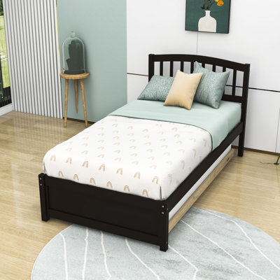 Lit plateforme simple en bois avec lit gigogne simple