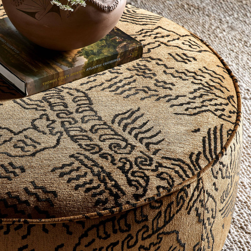 Sinclair Large Round Ottoman, Balkan Ochre Rayon / Viscose