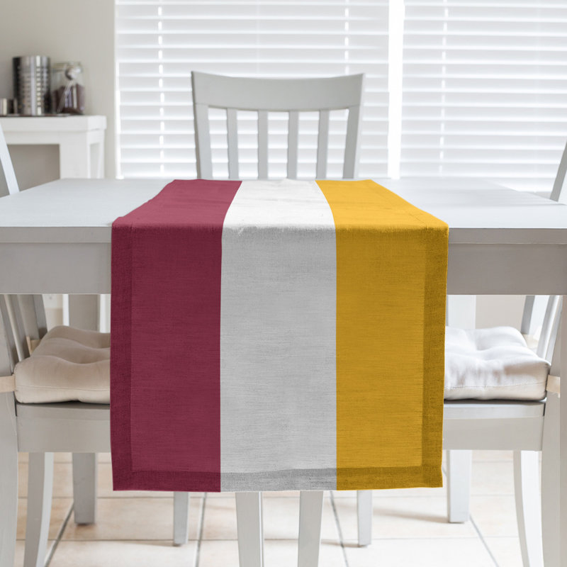 New Orleans Football Stripes Table Runner, 90" x 16", Polyester, Arizona Football Red/Dark Yellow/Off White