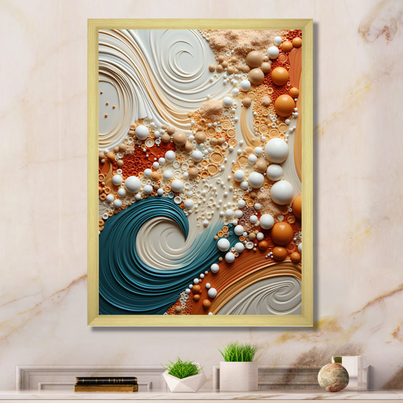 Serene Sands I - Collages abstraits, reproductions d'art mural, Encadrement doré, H 40 po x l 30 po x P 1,5 po