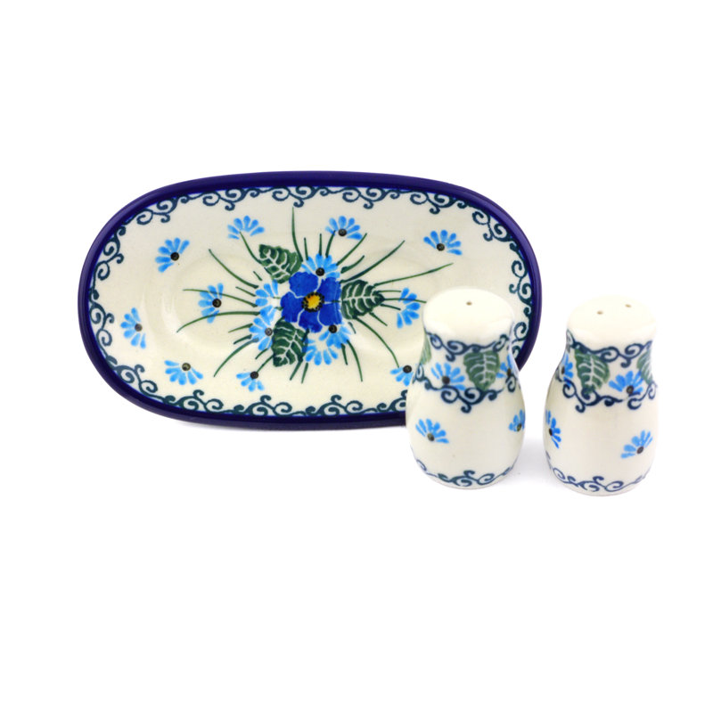 Polmedia Forget Me Not Salt and Pepper Shaker Set