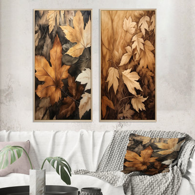 " Brown Beige Leafs Harmony " 2 - Pieces