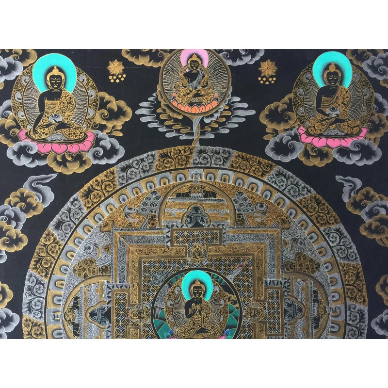 Black Buddha Mandala (Brocadeless Thangka)