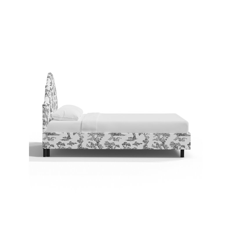 Red from Scalamandre Crafted by Cloth & Company Geneva Platform Bed in Pattern, Twin, Scm Toile Noir Linen